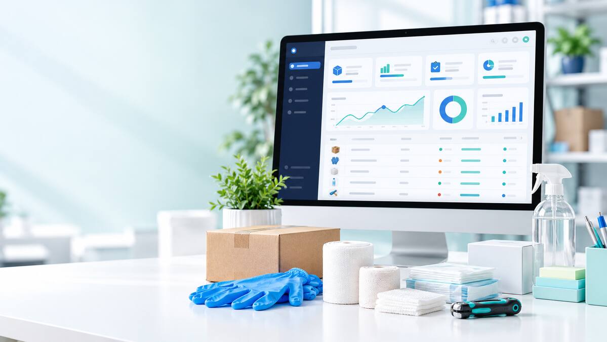 MerebWare Warenverwaltung mit Dashboard und verschiedenen Betriebsmaterialien
